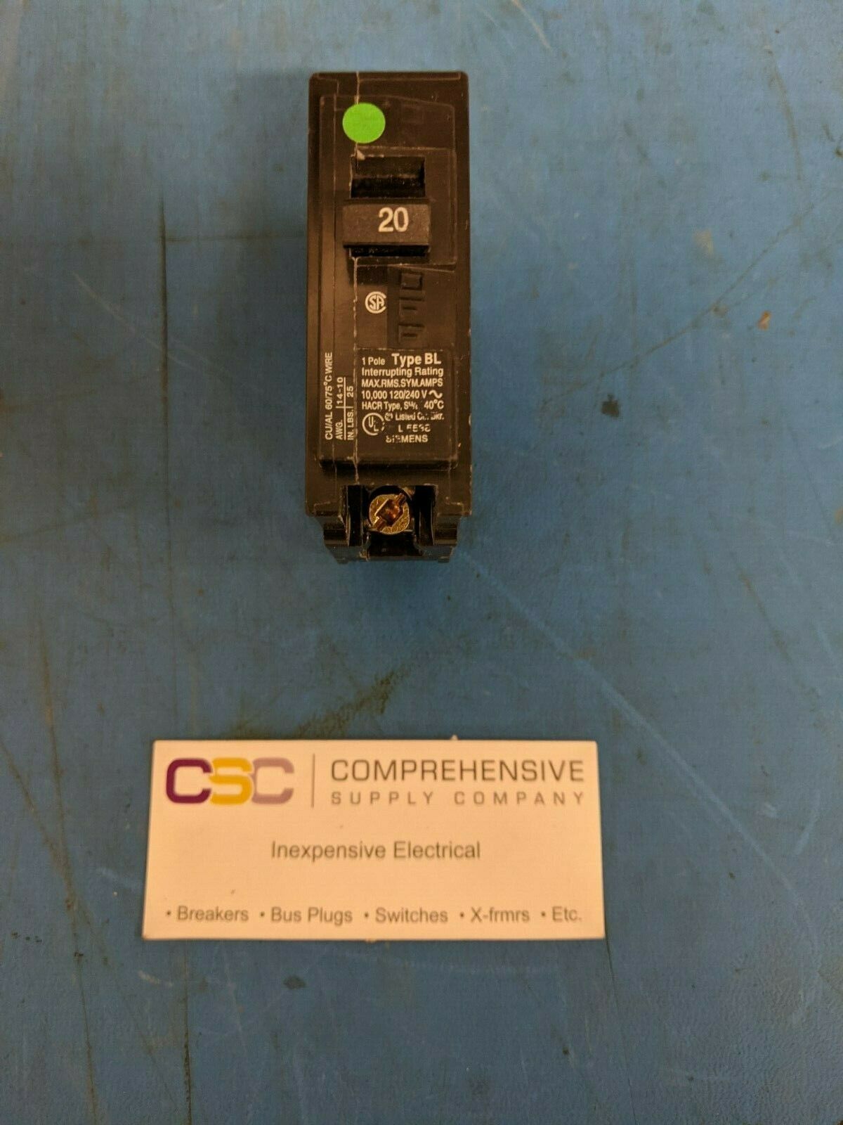 B120 - Siemens 20A Amp 1P Pole 10kA@120/240V Bolt On Circuit Breaker
