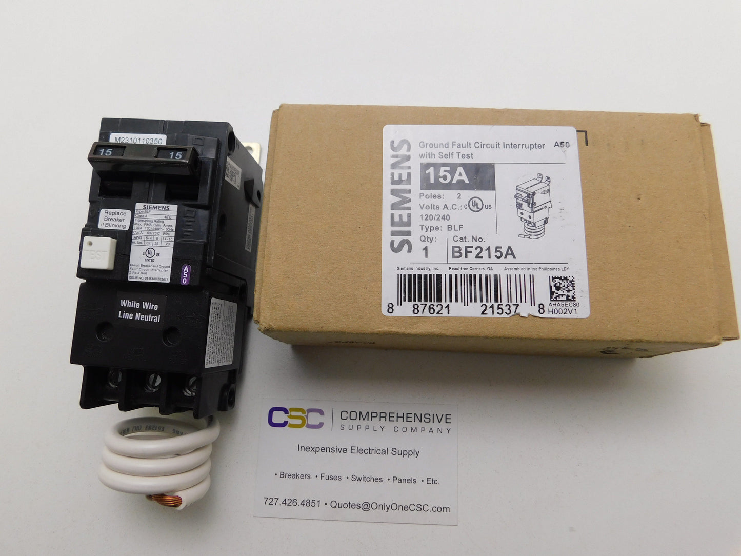 BF215A - Siemens 15A Amp 2P Pole 10kA@120/240V Bolt On Ground Fault GFCI Circuit Breaker