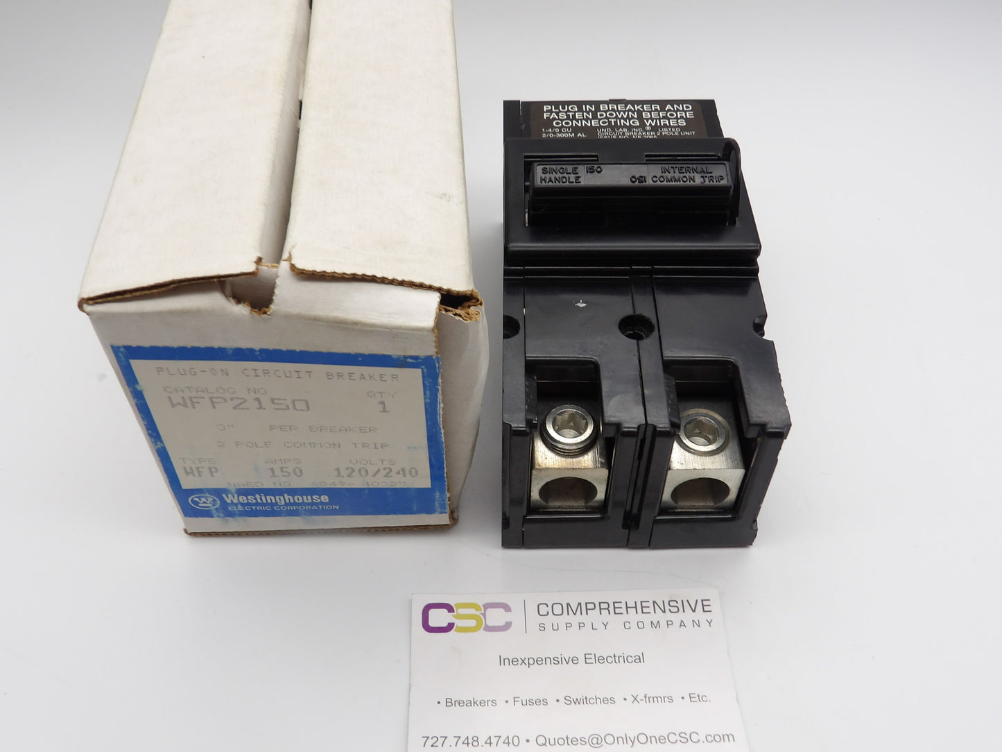WFP2150 - Westinghouse 150A Amp 2P Pole 10Ka120.240V Plug On Main Circuit Breaker