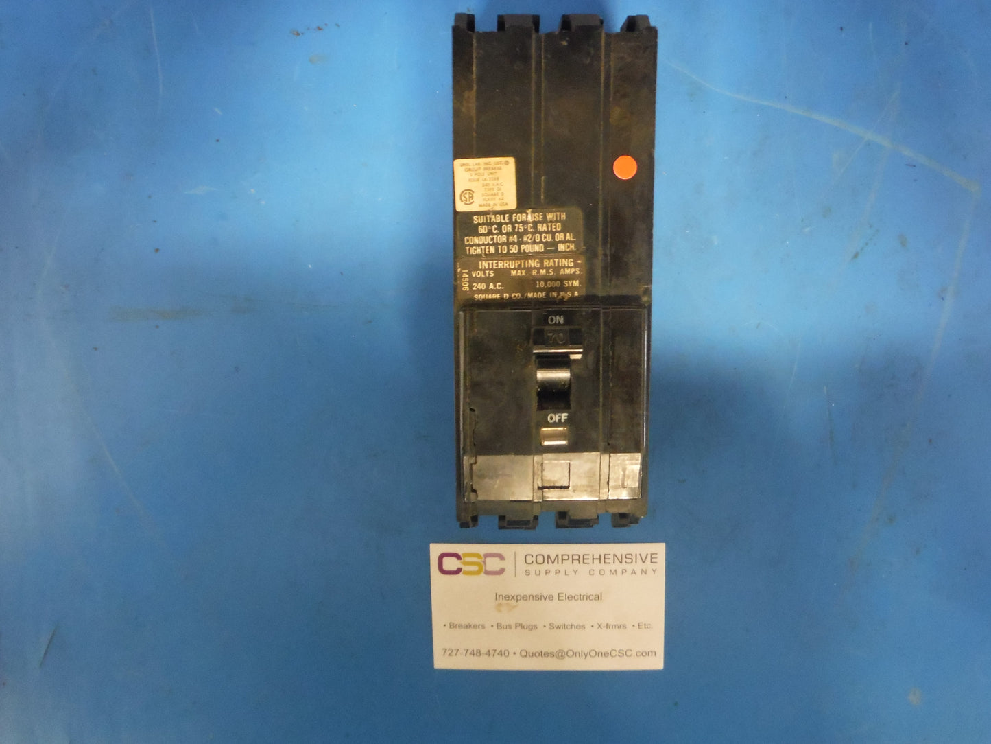 Q1370 - Square D 70A Amp 3P Pole 10kA@240V Plug On Circuit Breaker