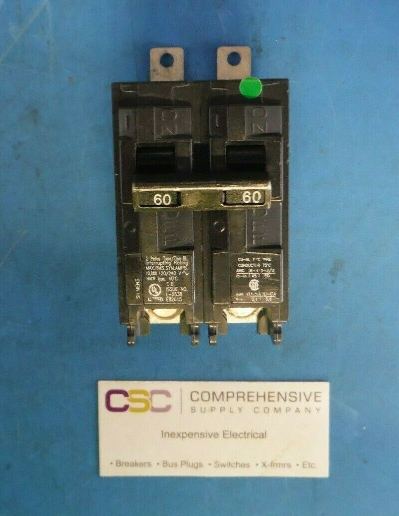 B260 - Siemens 60A Amp 2P Pole 10kA@120/240V Bolt On Circuit Breaker