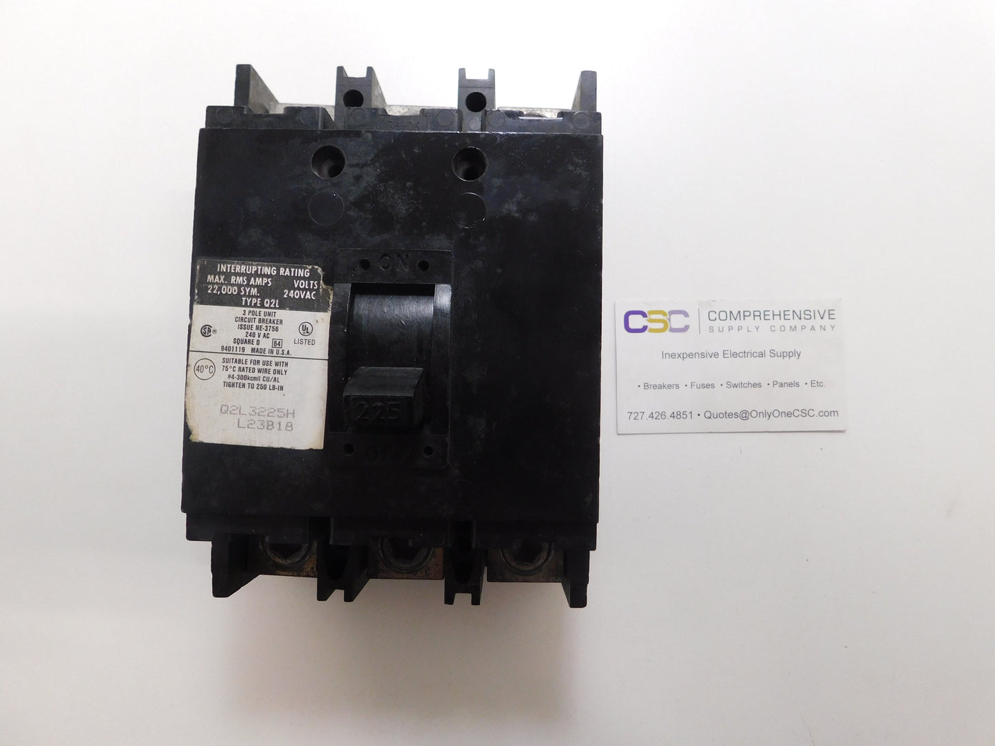 Q2L3225H - Square D 225A Amp 3P Pole 22kA@240V Feed Through Circuit Breaker