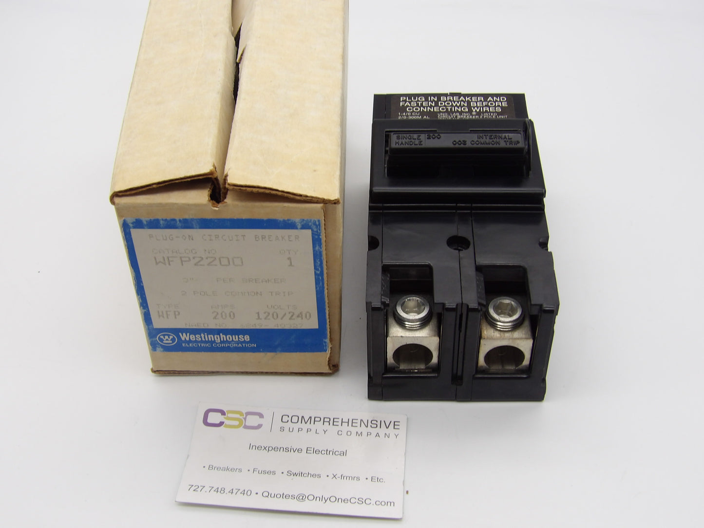 WFP2200 - Westinghouse 200A Amp 2P Pole 10Ka120.240V Plug On Main Circuit Breaker