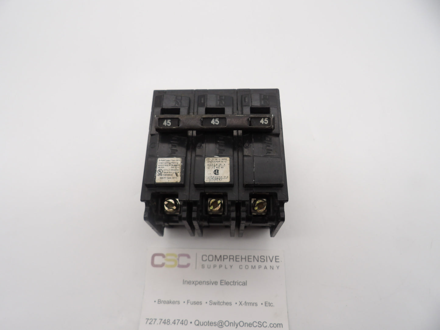 Q345H - Siemens 45A Amp 3P Pole 22kA@240V Plug On Circuit Breaker
