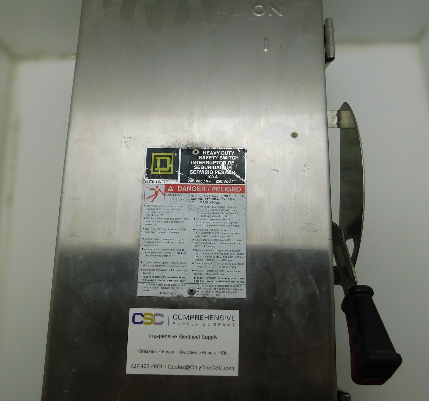 H323DS - Square D 100A Amp 3P Pole 240V Nema 4/4X Fusible Heavy Duty Safety Switch