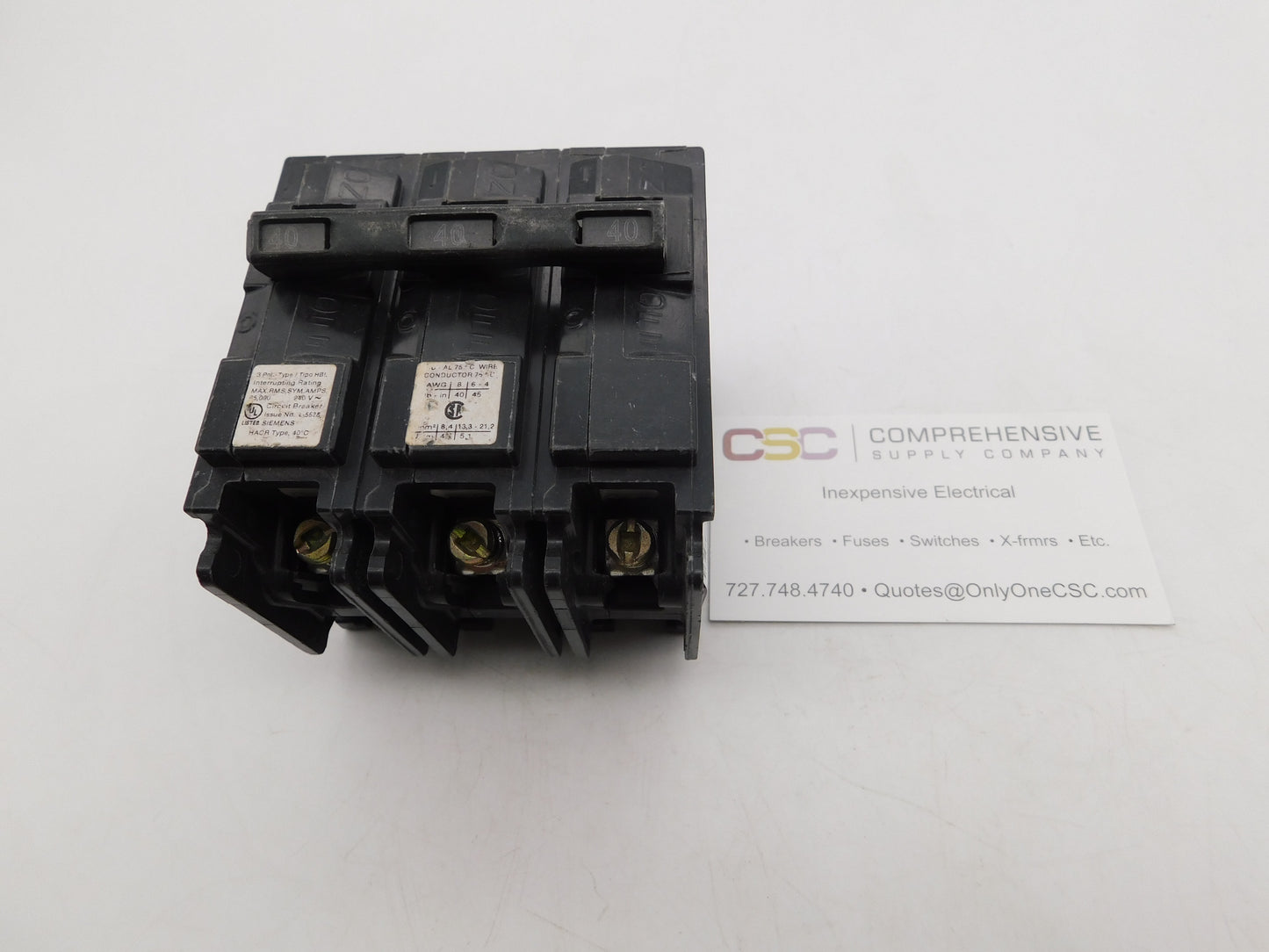 B340HH - Siemens 40A Amp 3P Pole 65kA@240V Bolt On Circuit Breaker