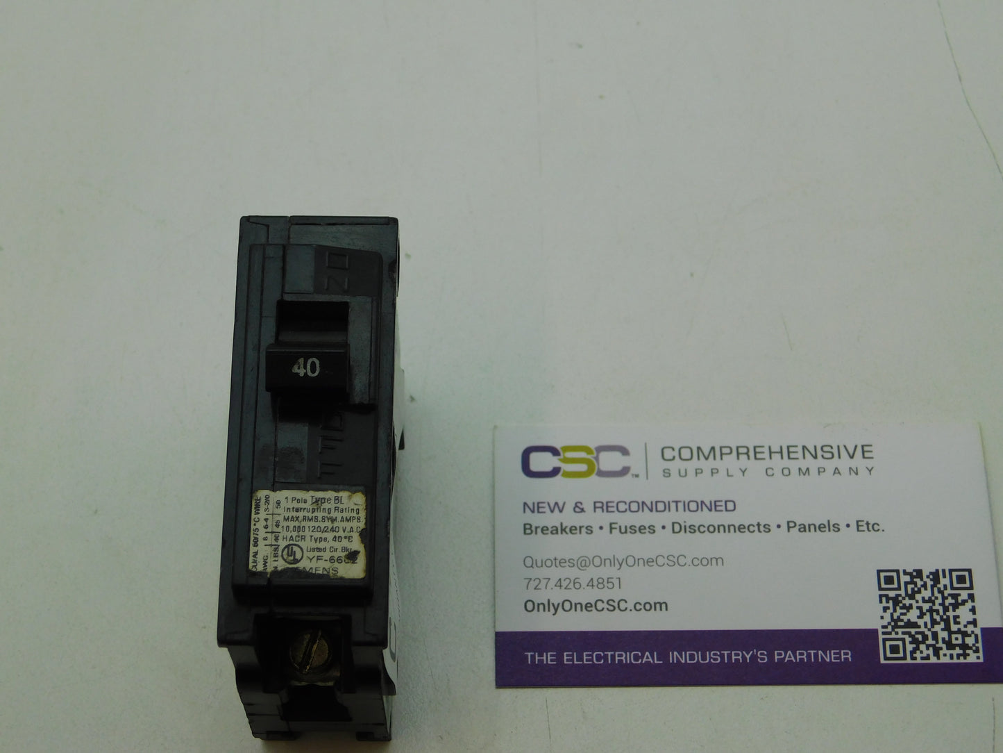 B140 - Siemens 40A Amp 1P Pole 10kA@120/240V Bolt On Circuit Breaker