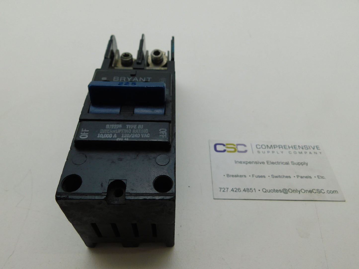 BJ2225 - Bryant 225A Amp 2P Pole 10kA@120/240V Plug On Main Circuit Breaker