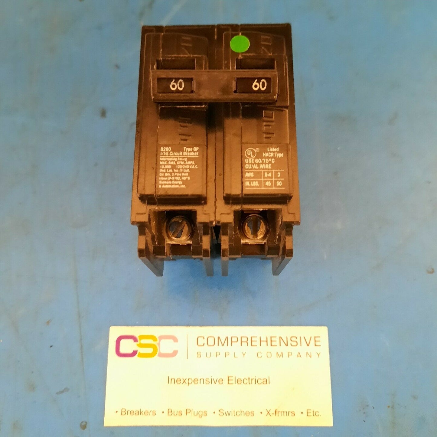 Q260 - ITE 60A Amp 2P Pole 10kA@120/240V Plug On Circuit Breaker - Older Series