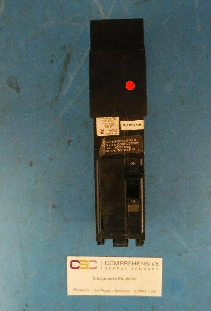 Q12100VHIN - Square D 100A Amp 2P Pole 22kA@120/240V Plug On Circuit Breaker