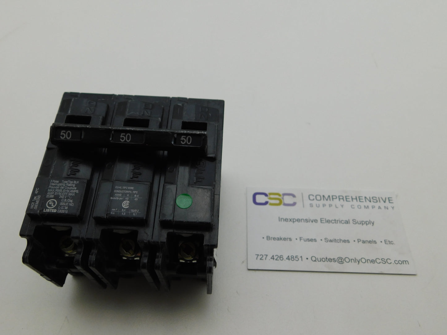 B350H - Siemens 50A Amp 3P Pole 22kA@240V Bolt On Circuit Breaker