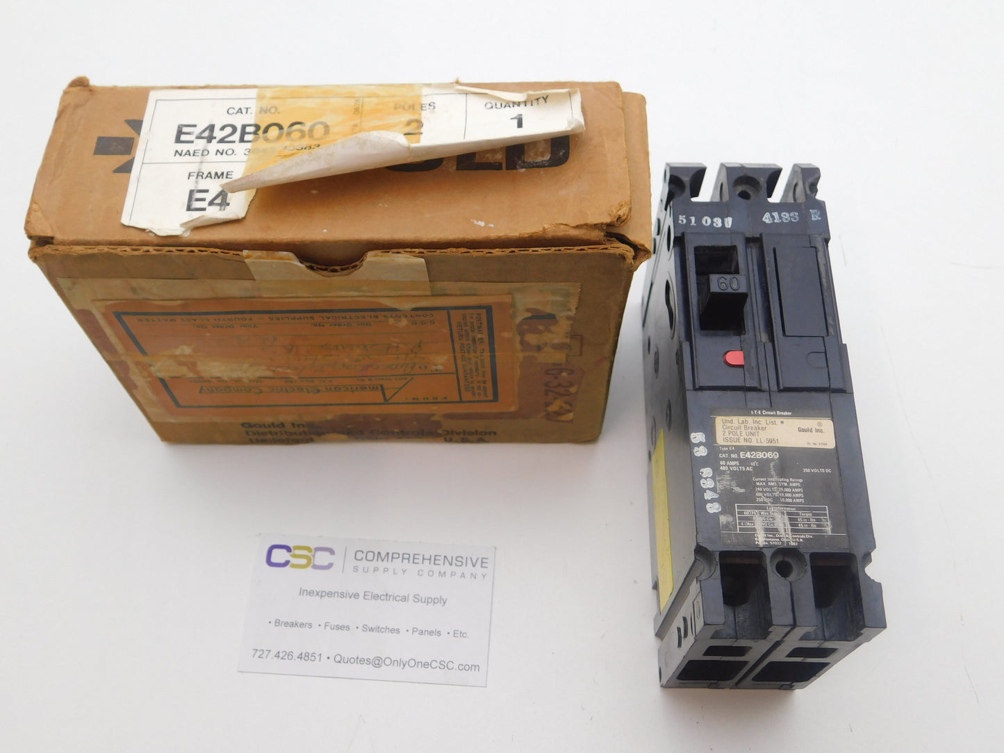 E42B060 - ITE 60A Amp 2P Pole 18kA@480V Bolt On Circuit Breaker