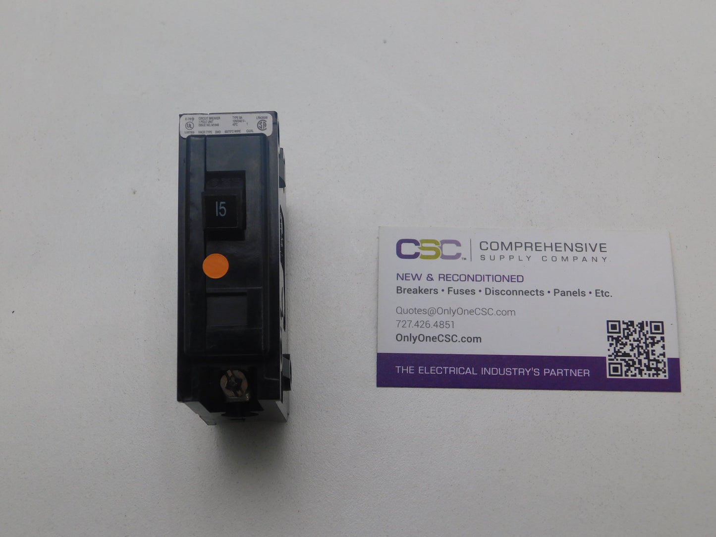 BAB1015 - Cutler Hammer 15A Amp 1P Pole 10kA@120/240V Bolt On Circuit Breaker
