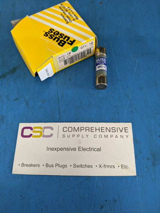 MIC-10 - Bussmann 10 10A Amp 250V Buss Midget Pin Indicating Fuse