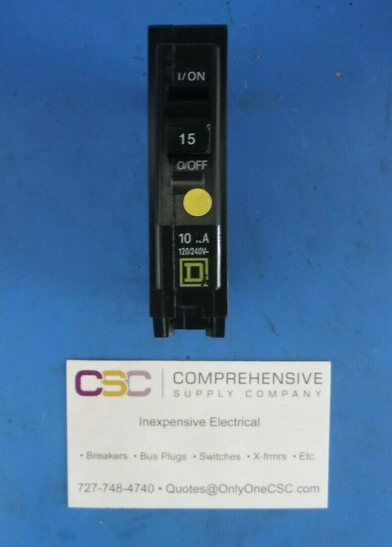 QO115 - Square D 15A Amp 1P Pole 10kA@120/240V Plug On Circuit Breaker