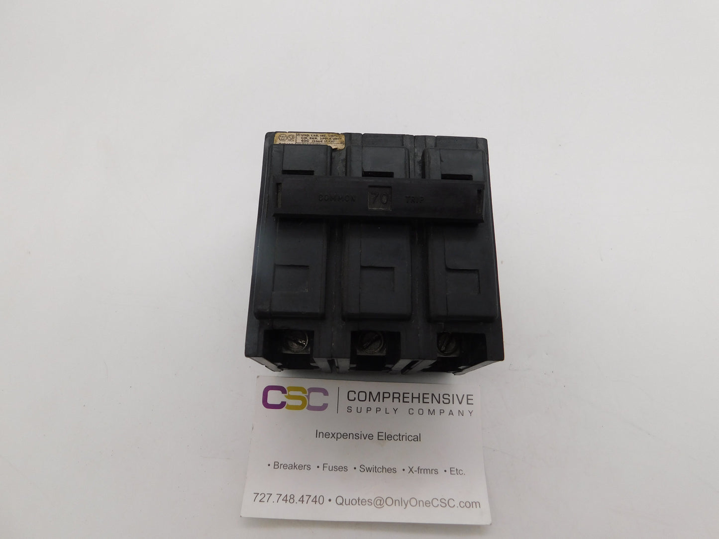 QBHW3070H - Westinghouse 70A Amp 3P Pole 22kA@240V Bolt On Quicklag Circuit Breaker