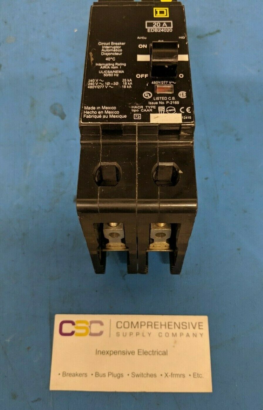 EDB24020 - Square D 20A Amp 2P Pole 18kA@480Y/277V Bolt On Circuit Breaker