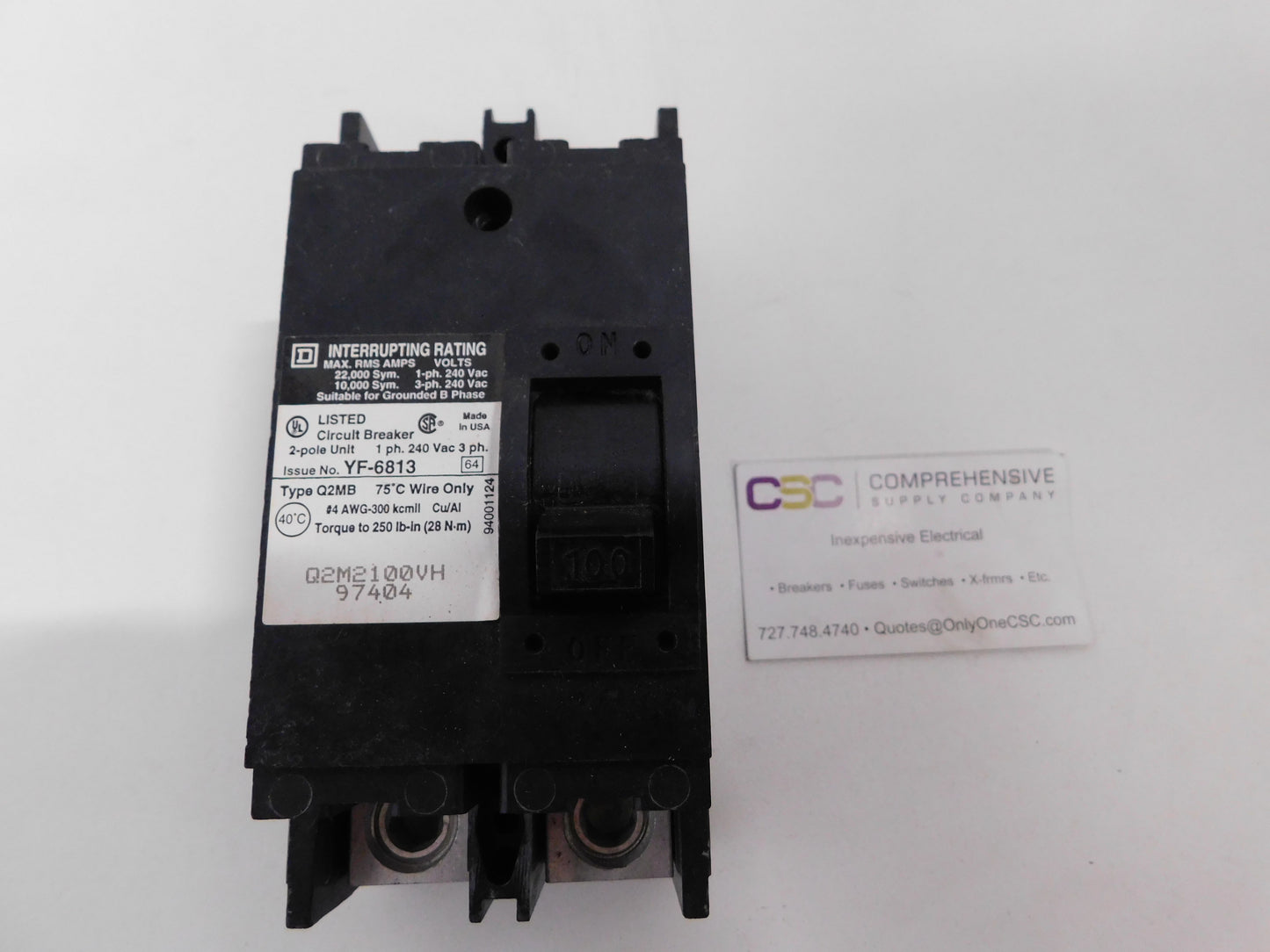 Q2M2100VH - Square D 100A Amp 2P Pole 22kA@240V Bolt On Circuit Breaker