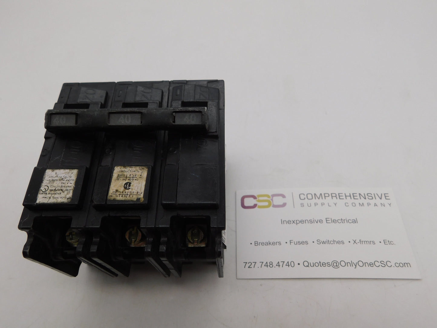 B340HH - Siemens 40A Amp 3P Pole 65kA@240V Bolt On Circuit Breaker