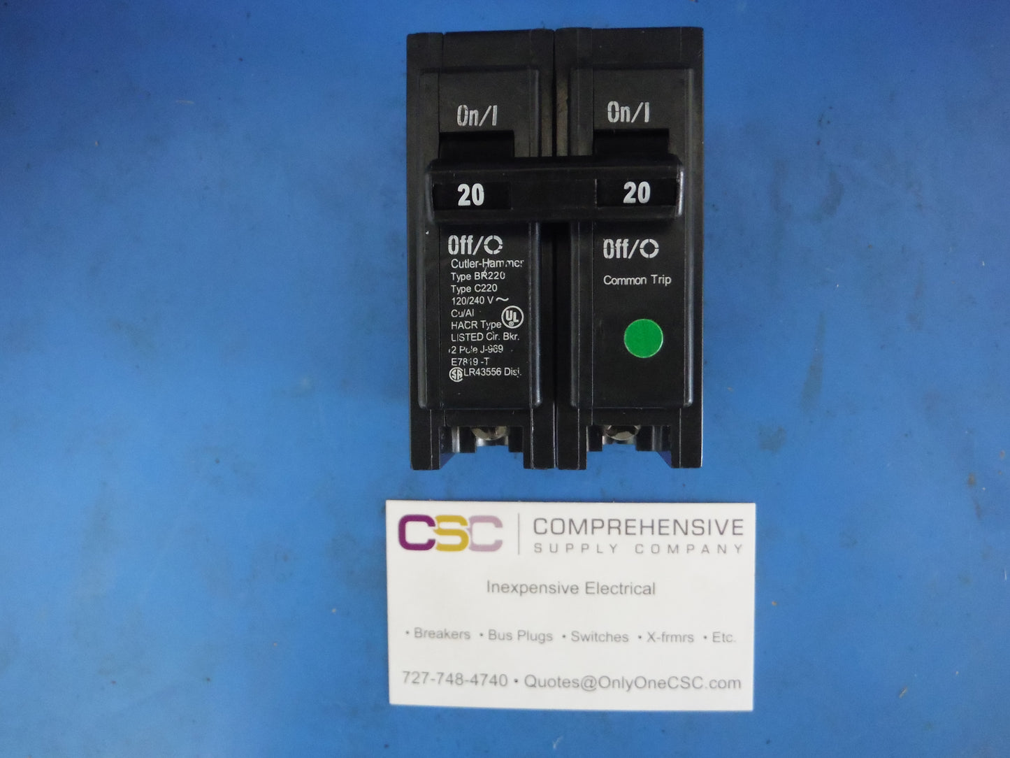 BR220 - Eaton 20A Amp 2P Pole 10kA@120/240V Plug On Circuit Breaker