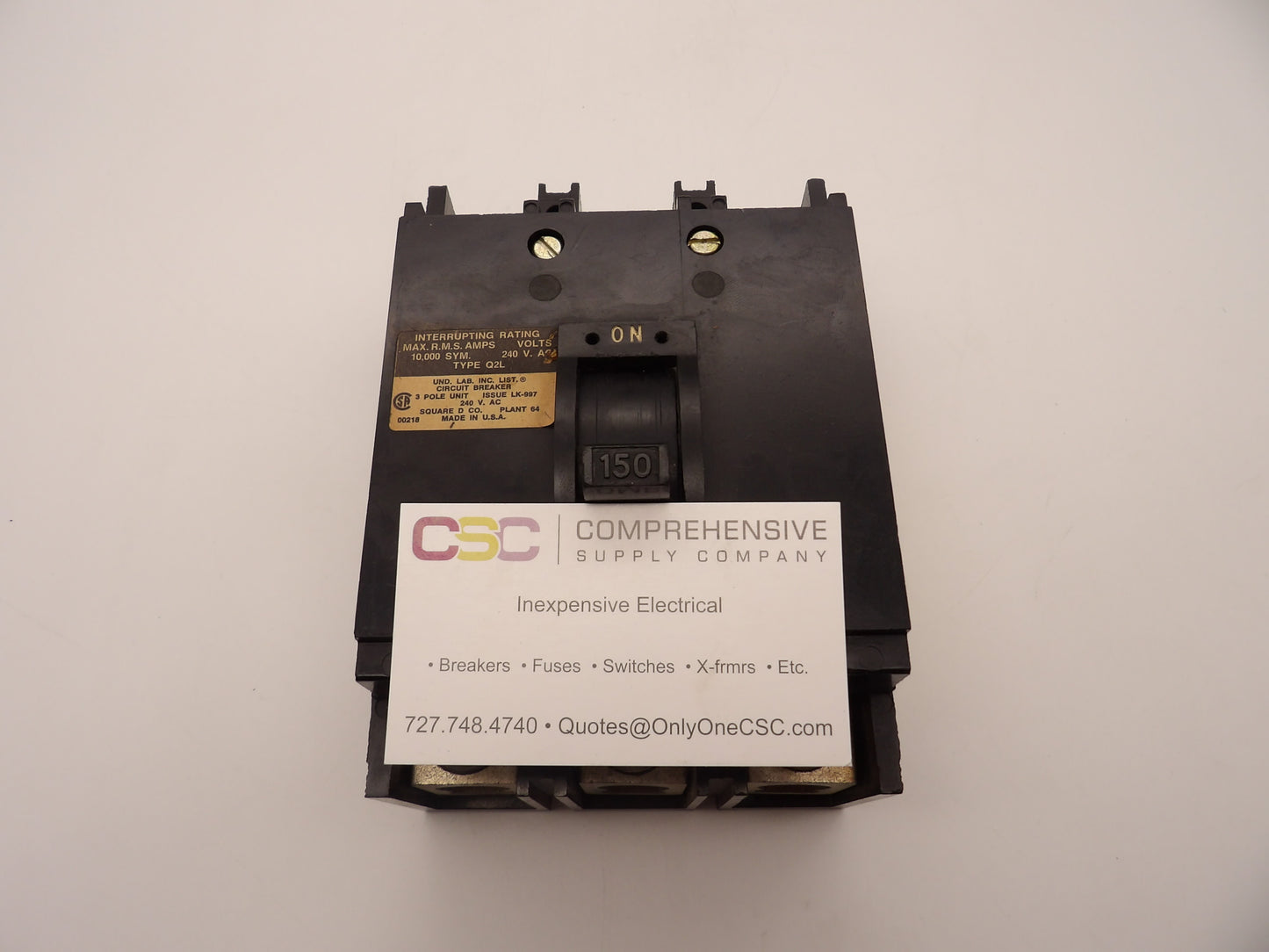 Q2L3150 - Square D 150A Amp 3P Pole 10kA@240V Feed Through Circuit Breaker