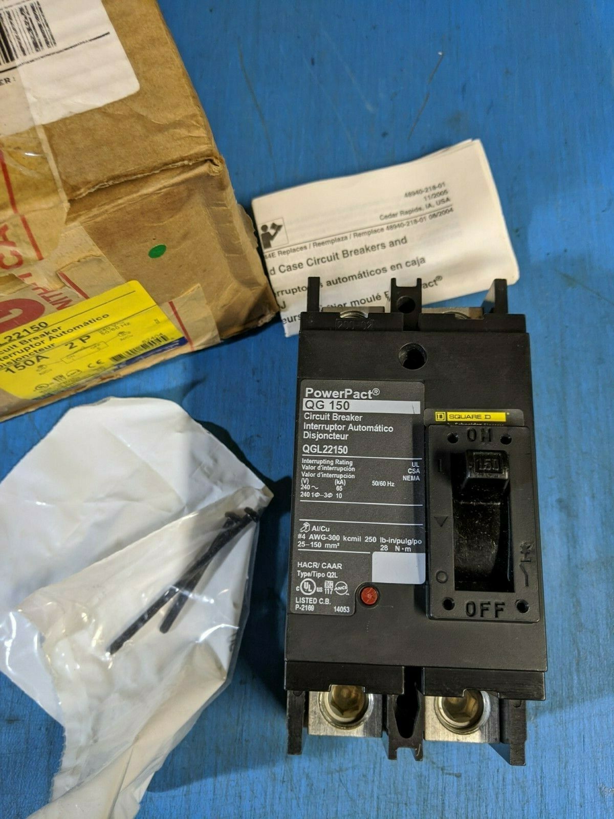 QGL22150 - Square D 150A Amp 2P Pole 65kA@240V Feed Through Powerpact Circuit Breaker