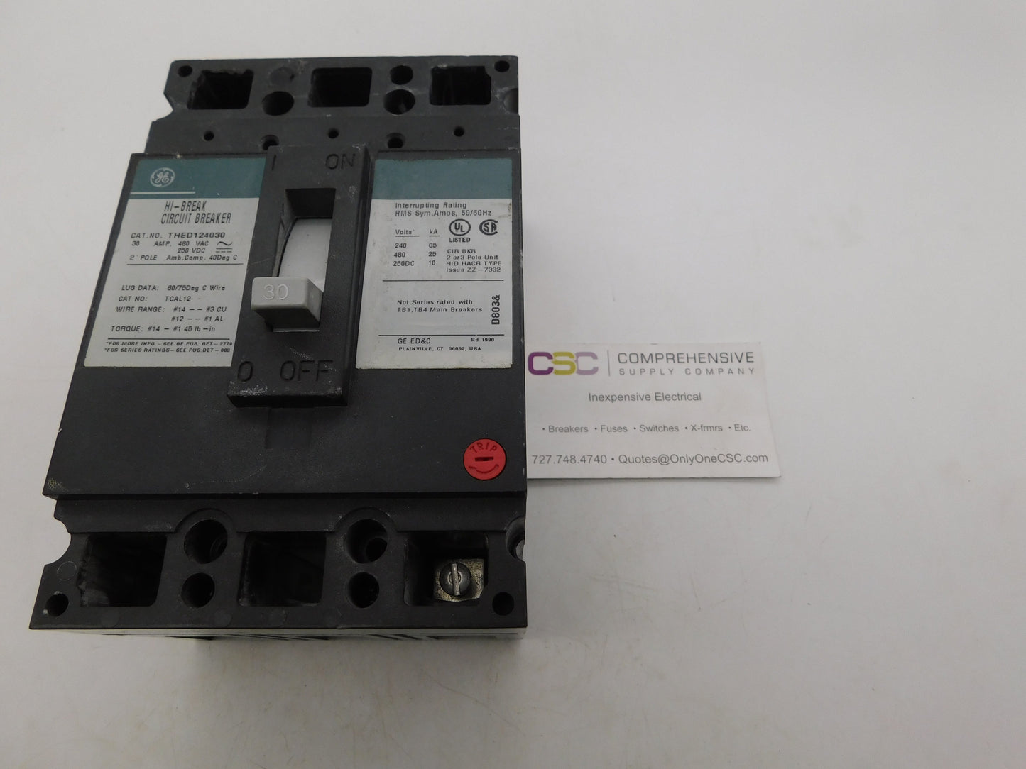 THED124030 - GE 30A Amp 2P Pole 25kA@480V Bolt On Circuit Breaker