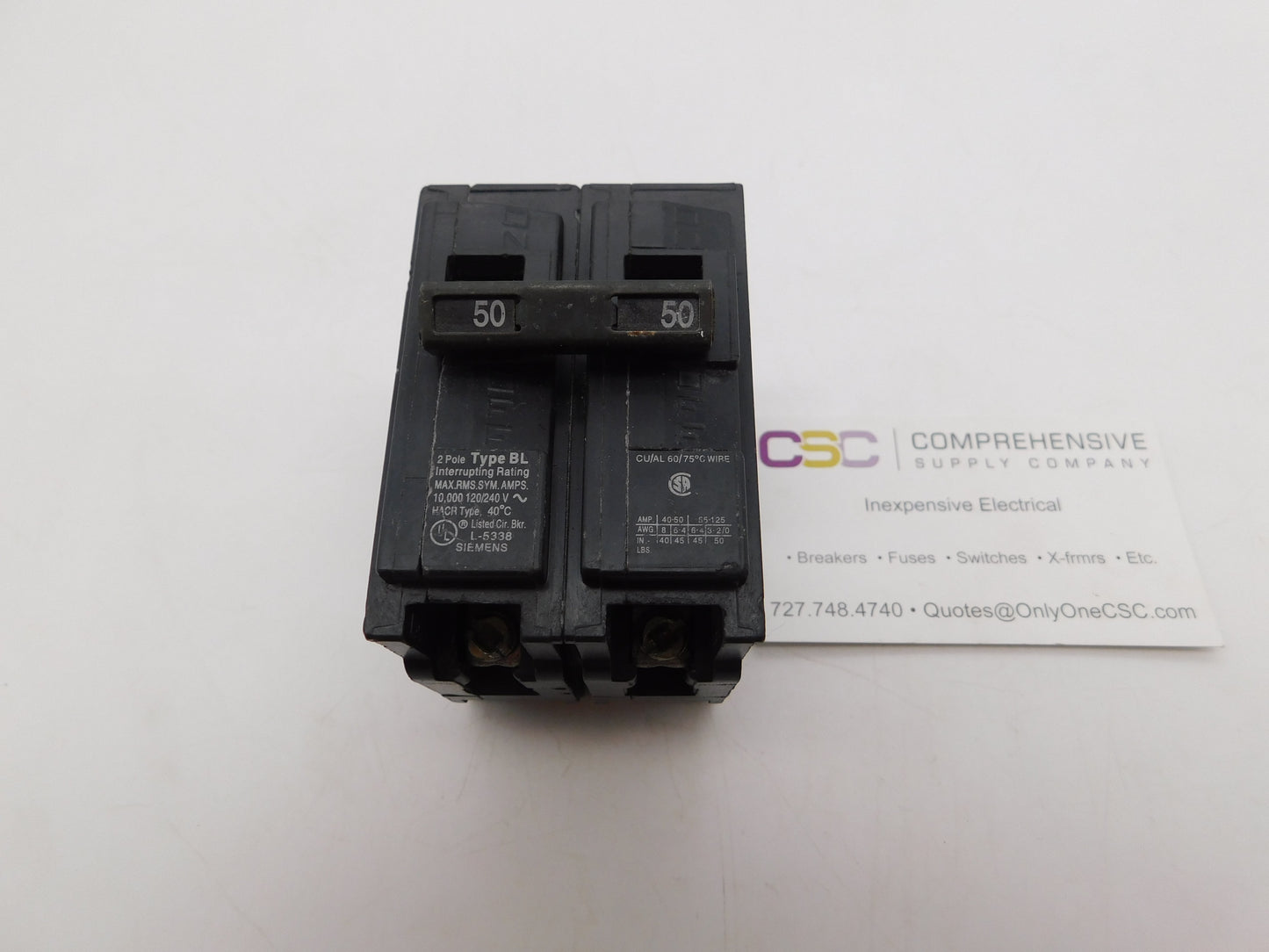 B250 - Siemens 50A Amp 2P Pole 10kA@120/240V Bolt On Circuit Breaker