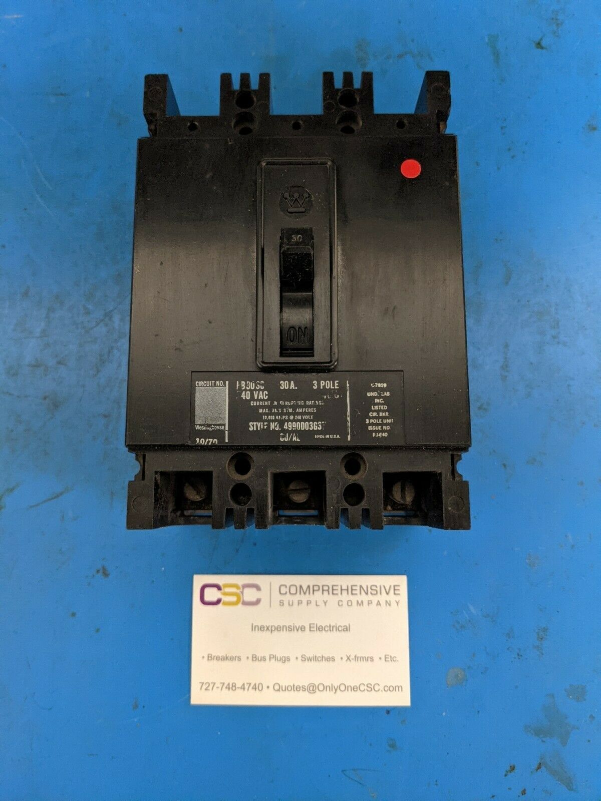 EB3030 - Westinghouse 30A Amp 3P Pole 10kA@240V Bolt On Circuit Breaker