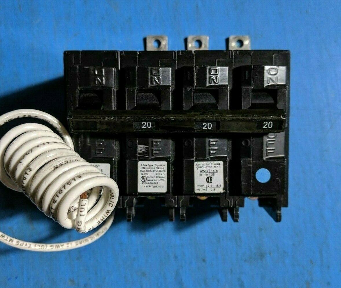 B320H00S01 - Siemens 20A Amp 3P Pole 22kA@240V Bolt On Circuit Breaker W/120V Shunt Trip