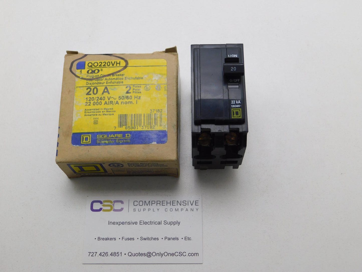 QO220VH - Square D 20A Amp 2P Pole 22kA@120/240V Plug On Circuit Breaker