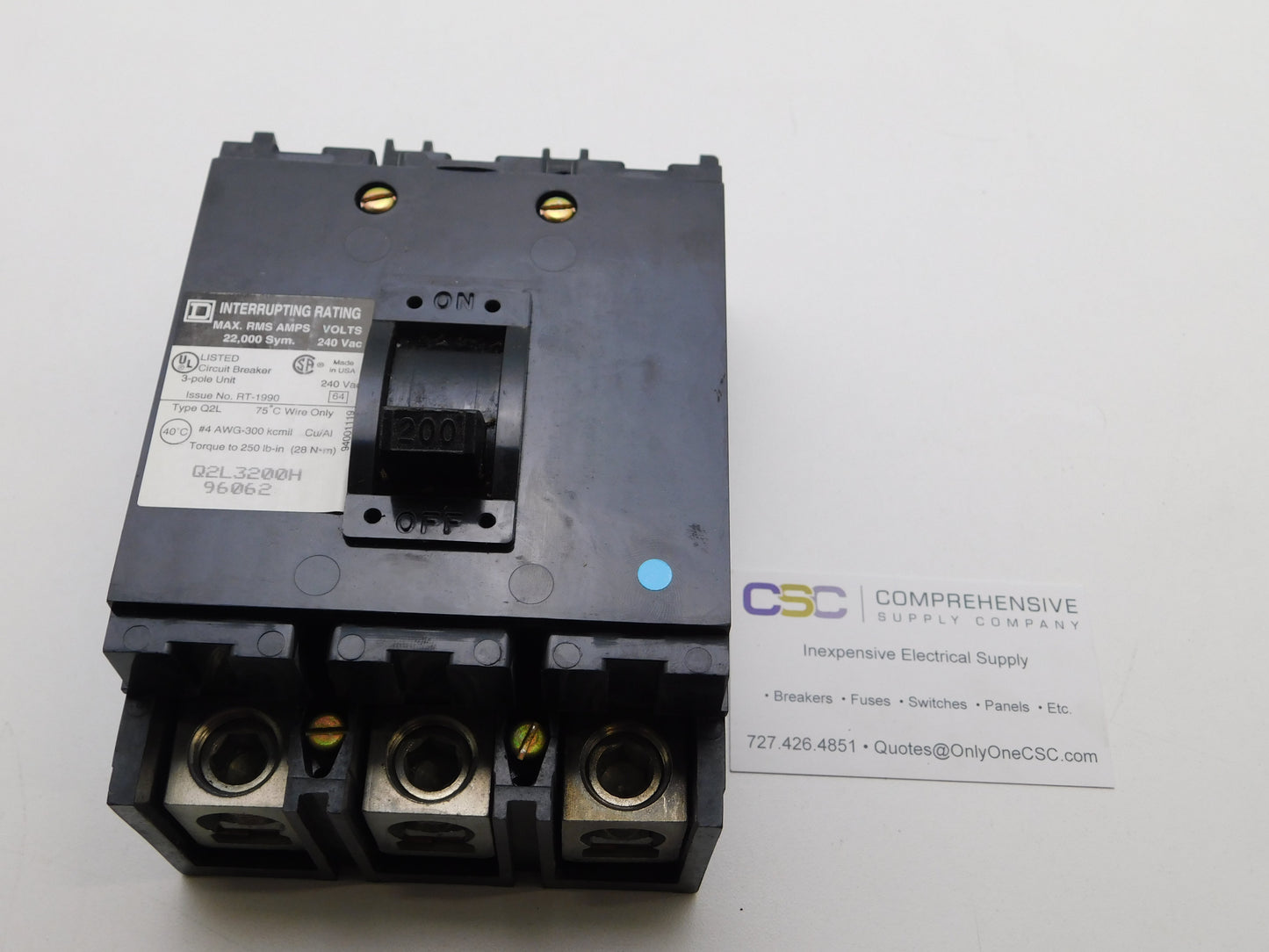 Q2L3200H - Square D 200A Amp 3P Pole 22kA@240V Feed Through Circuit Breaker