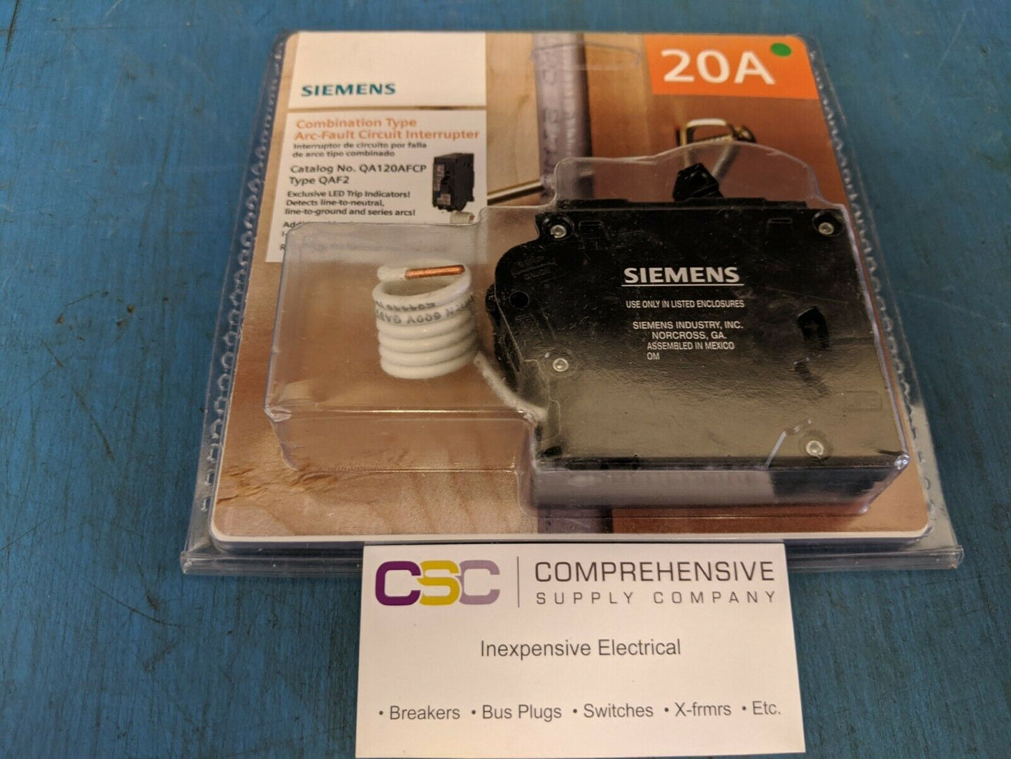 QA120AFCP - Siemens 20A Amp 1P Pole 10kA@120V Plug On Combo Arc Fault AFCI Circuit Breaker