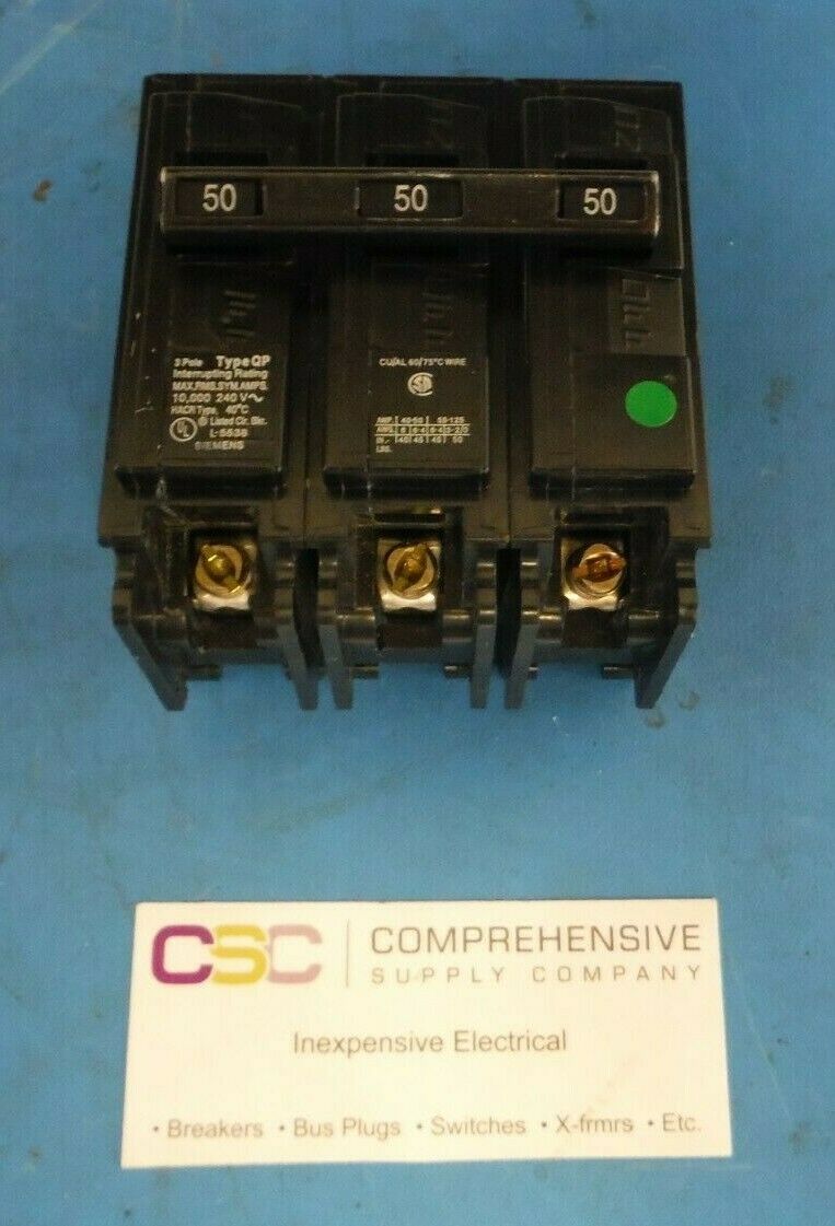 Q350 - Siemens 50A Amp 3P Pole 10kA@240V Plug On Circuit Breaker