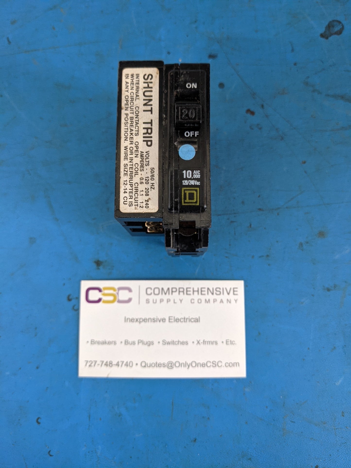 QOB1201021 - Square D 20A Amp 1P Pole 10kA@120/240V Bolt On Circuit Breaker W/120/240V Shunt Trip