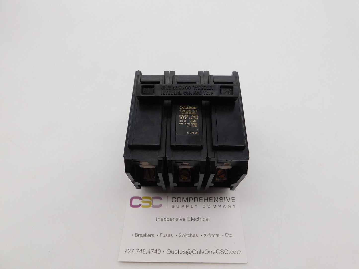 BQ320 - Gte 20A Amp 3P Pole 10kA@120/240V Bolt On Circuit Breaker