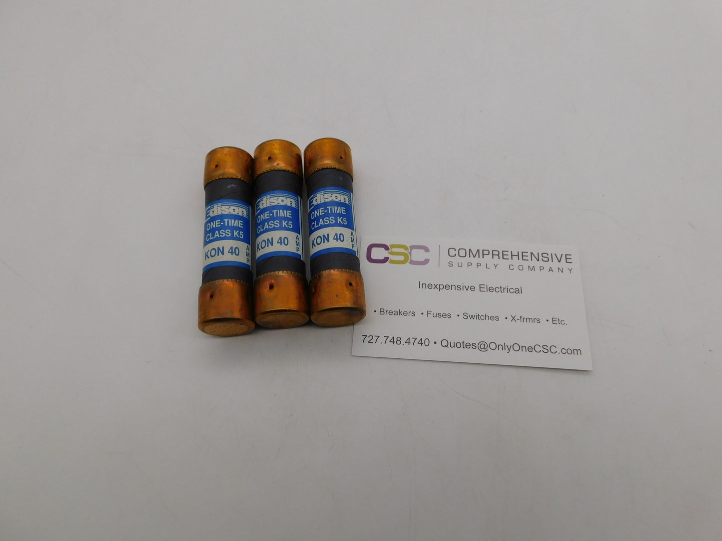 KON-40 - Edison 40A Amp 250V Class K5 One-Time Cartridge Fuse - 3 Pack