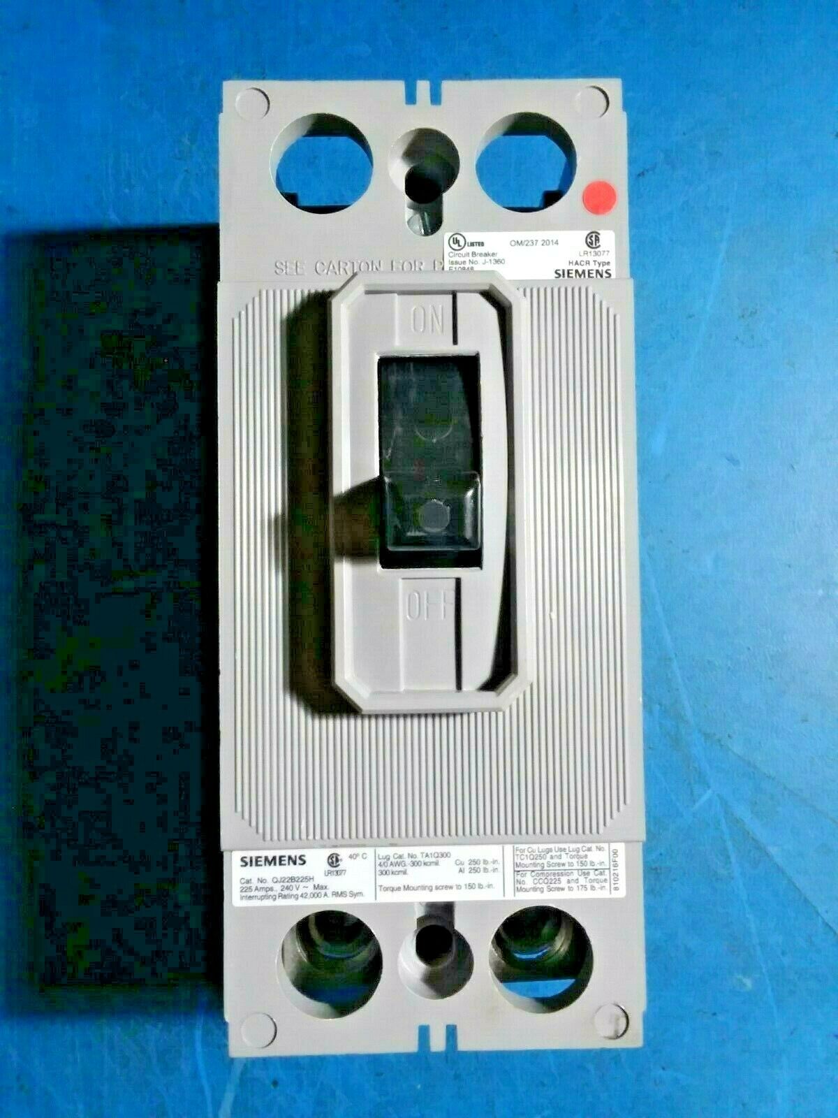 QJ22B225H - Siemens 225A Amp 2P Pole 42kA@240V Bolt On Circuit Breaker