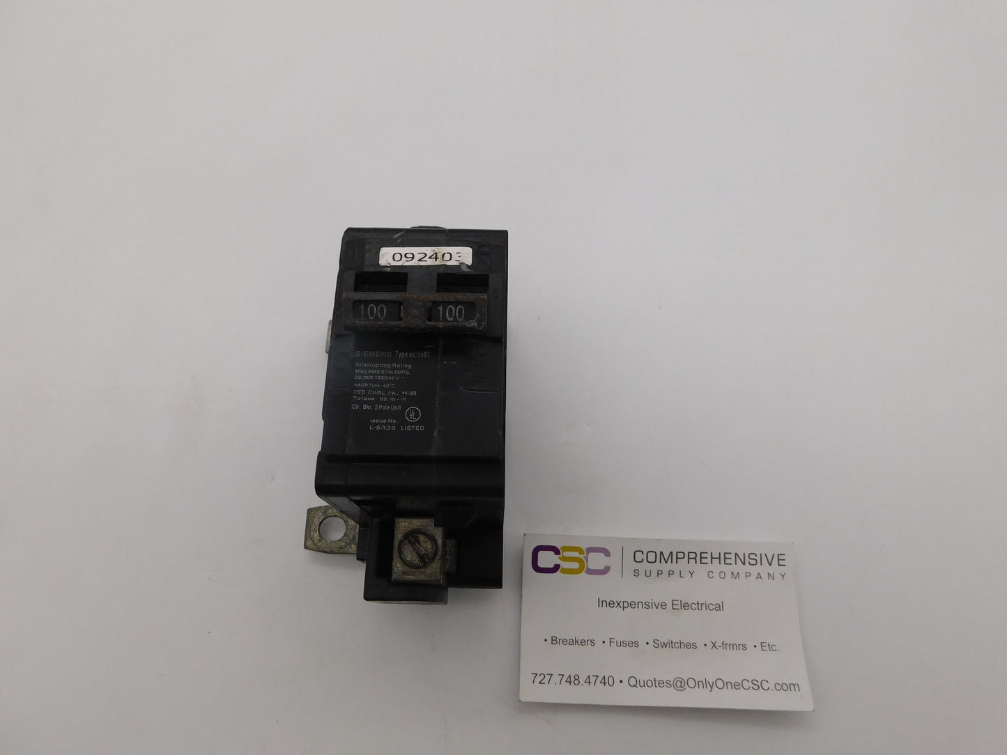 EQ8681 - Siemens 100A Amp 2P Pole 22kA@120/240V Main Circuit Breaker