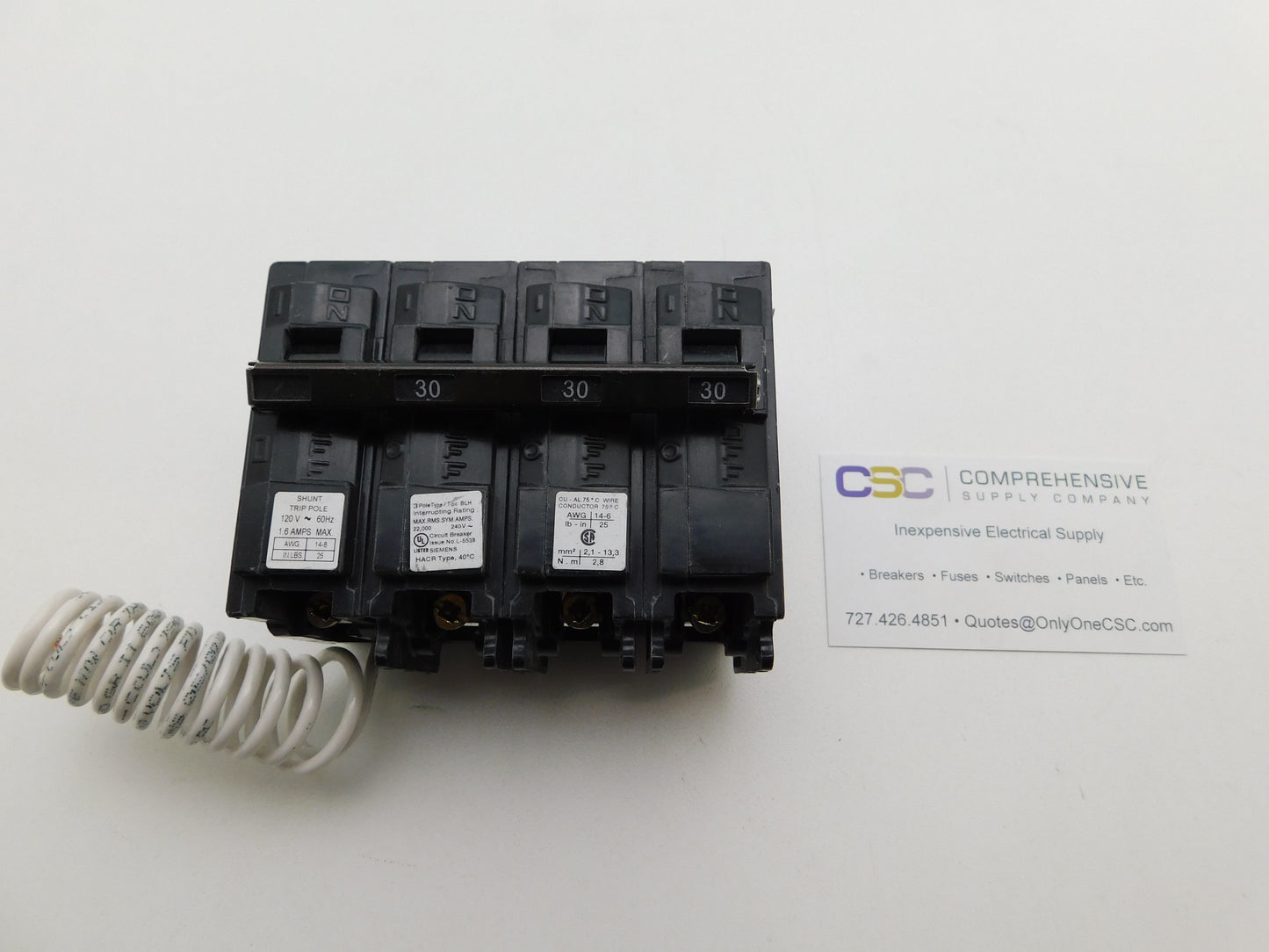 B330H00S01 - Siemens 30A Amp 3P Pole 22kA@240V Bolt On Circuit Breaker W/120V Shunt Trip