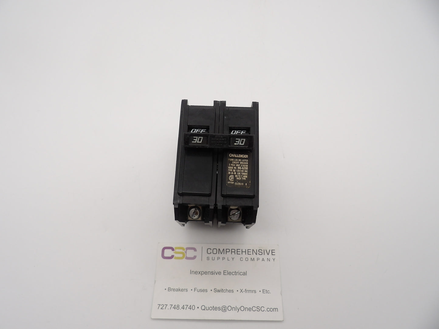 BQ2-C030 - Challenger 30A Amp 2P Pole 10kA@120/240V Bolt On Circuit Breaker