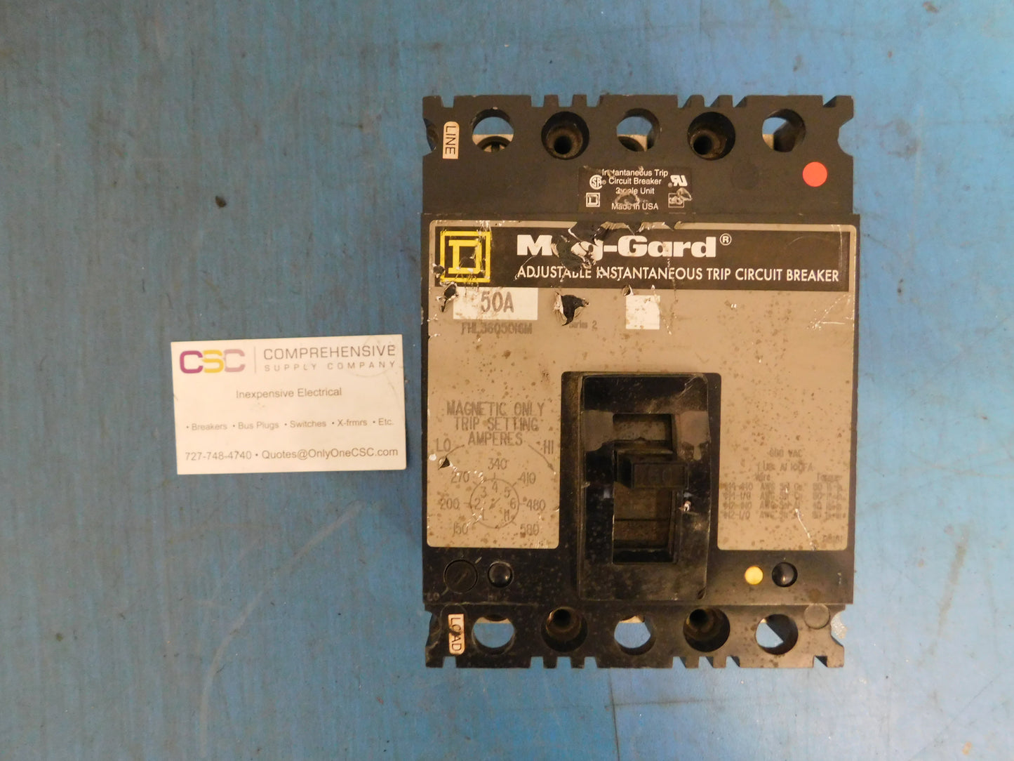 FHL3605016M - Square D 50A Amp 3P Pole 600V 25kA@480V Bolt On Mag-Gard Circuit Breaker W/Gray Label