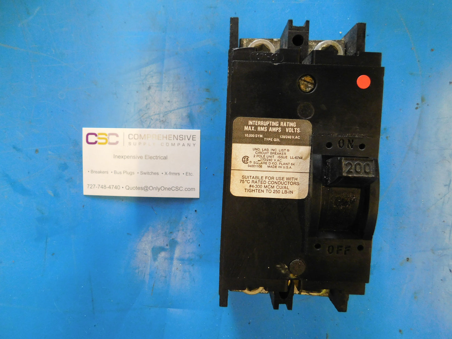 Q2L2200 - Square D 200A Amp 2P Pole 10kA@120/240V Feed Through Circuit Breaker