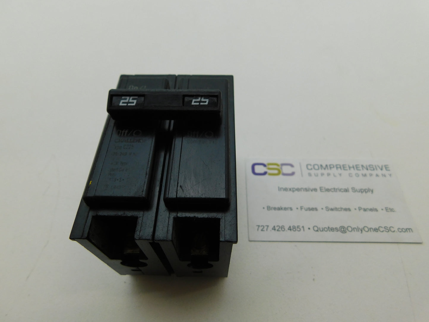 C225 - Challenger 25A Amp 2P Pole 10kA@120/240V Plug On Circuit Breaker
