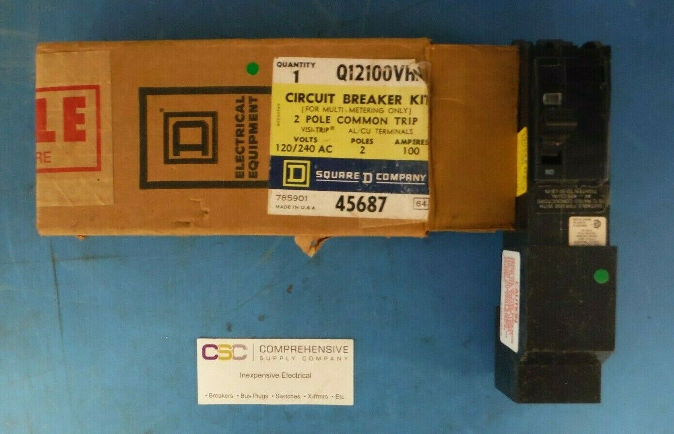 Q12100VHIN - Square D 100A Amp 2P Pole 22kA@120/240V Plug On Circuit Breaker