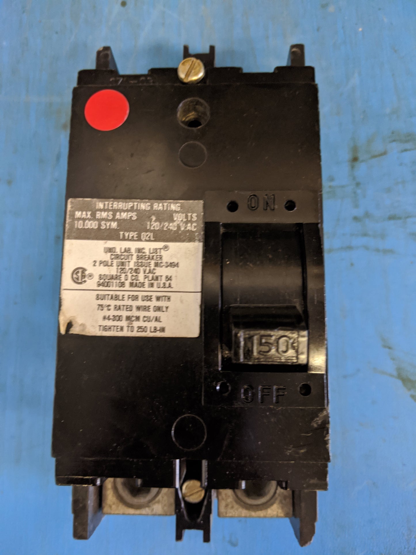 Q2L2150 - Square D 150A Amp 2P Pole 10kA@120/240V Feed Through Circuit Breaker