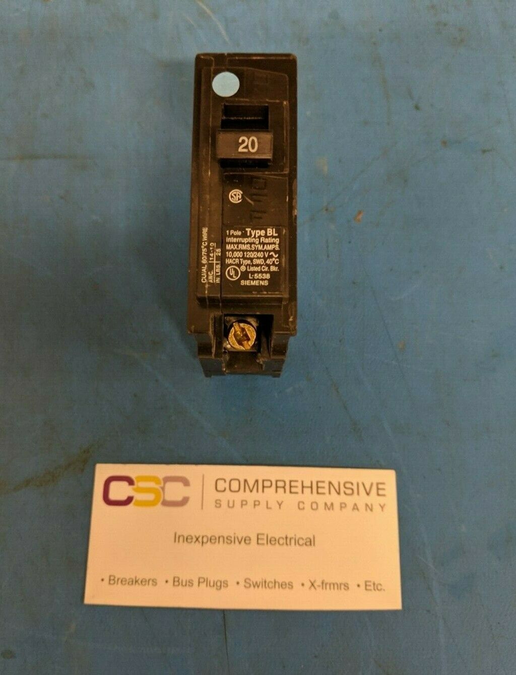 B120 - Siemens 20A Amp 1P Pole 10kA@120/240V Bolt On Circuit Breaker