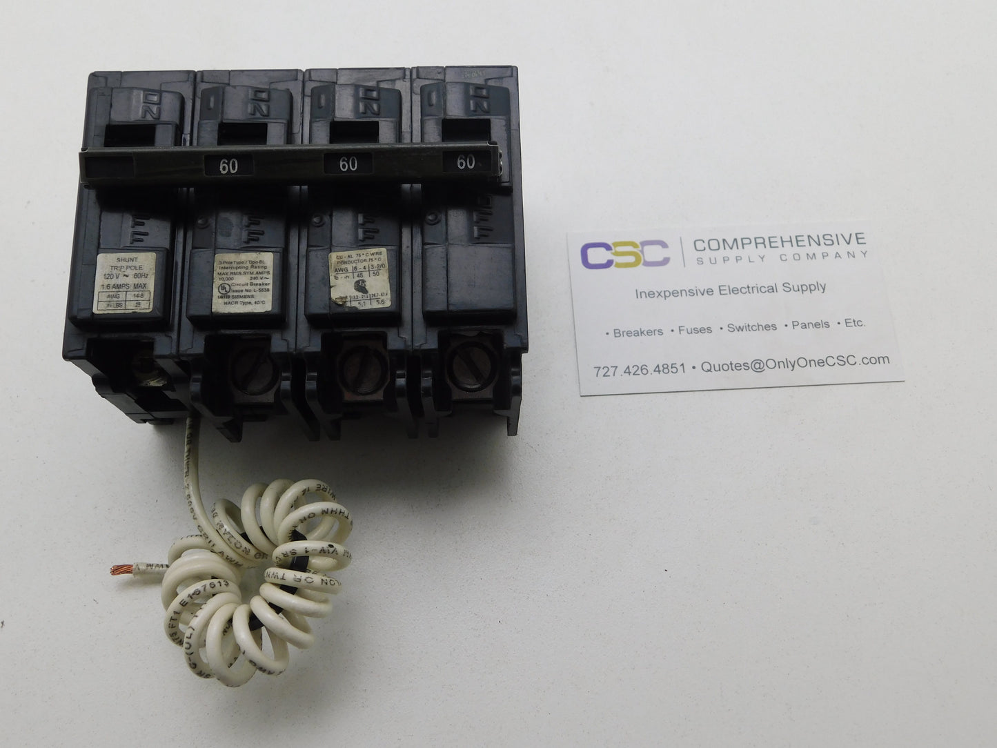 B36000S01 - Siemens 60A Amp 3P Pole 10kA@240V Bolt On Circuit Breaker W/120V Shunt Trip