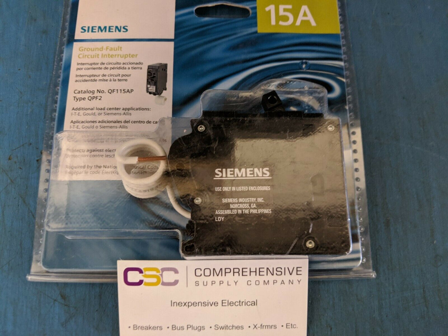 QF115AP - Siemens 15A Amp 1P Pole 10kA@120V Plug On Ground Fault GFCI Circuit Breaker