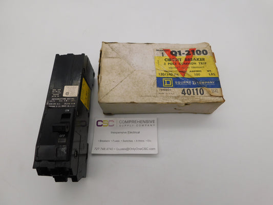 Q12100 - Square D 100A Amp 2P Pole 10kA@120/240V Plug On Circuit Breaker